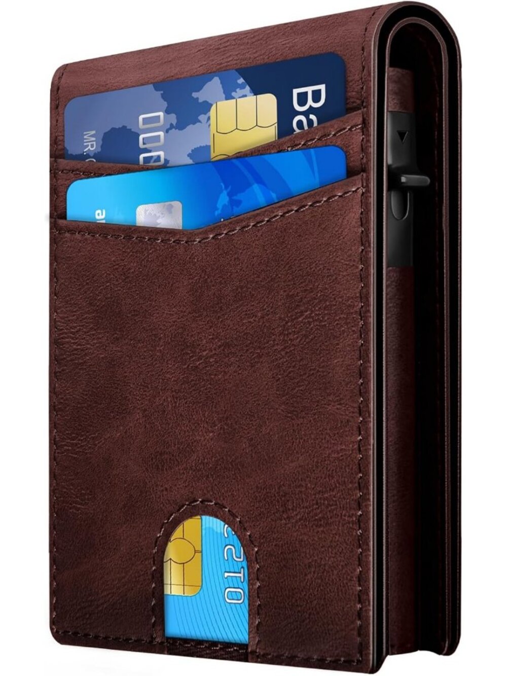 Slim Minimalist Wallet for Men - RFID Blocking, Stylish Cognac Leather Design